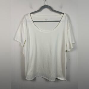 NWT Eileen Fisher Cream Short Sleeve Tee Size 2X Cotton
